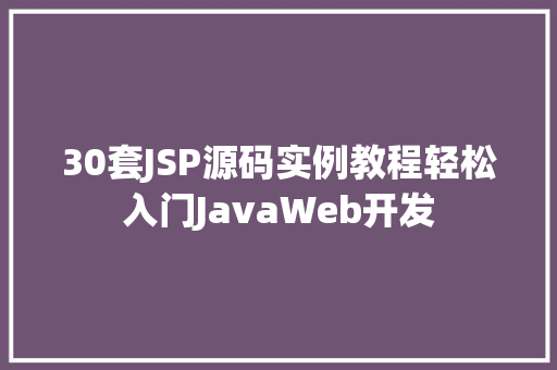 30套JSP源码实例教程轻松入门JavaWeb开发