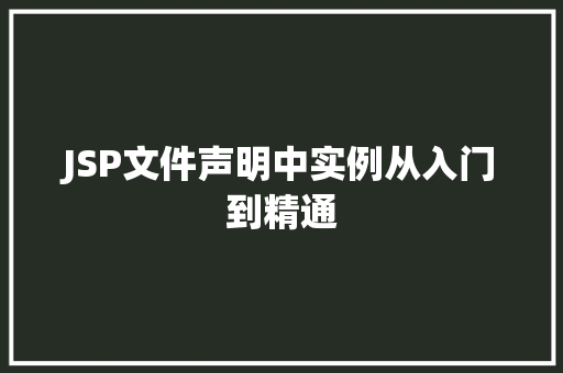 JSP文件声明中实例从入门到精通